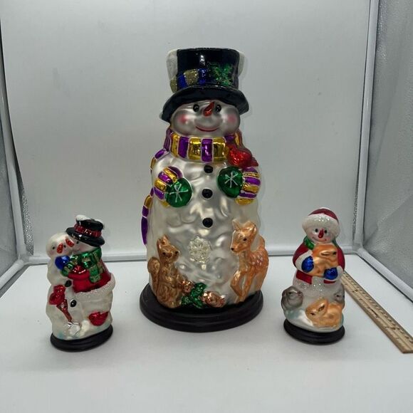 Thomas Pacconi Other - Thomas Pacconi Classics 30 Year Anniversary 3 Blown Glass Snowman Set Christmas
